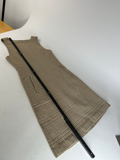 Vintage Dior Wool Checked Dress M Beige Brown
