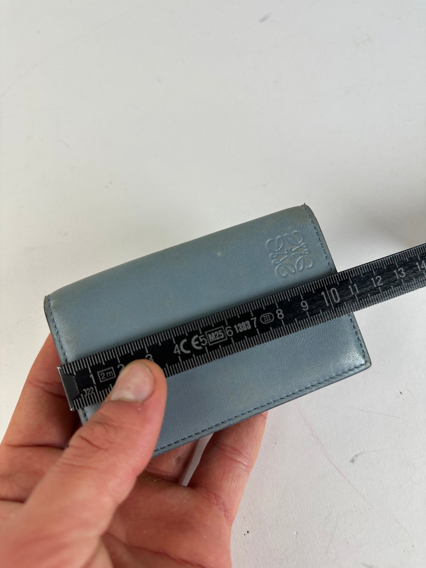 Vintage Loewe Anagram Bifold Card Holder Pale Blue Leather