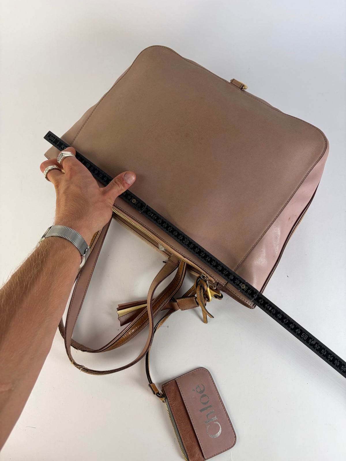 Vintage Chloé Leather Tote Dusty Pink Gold