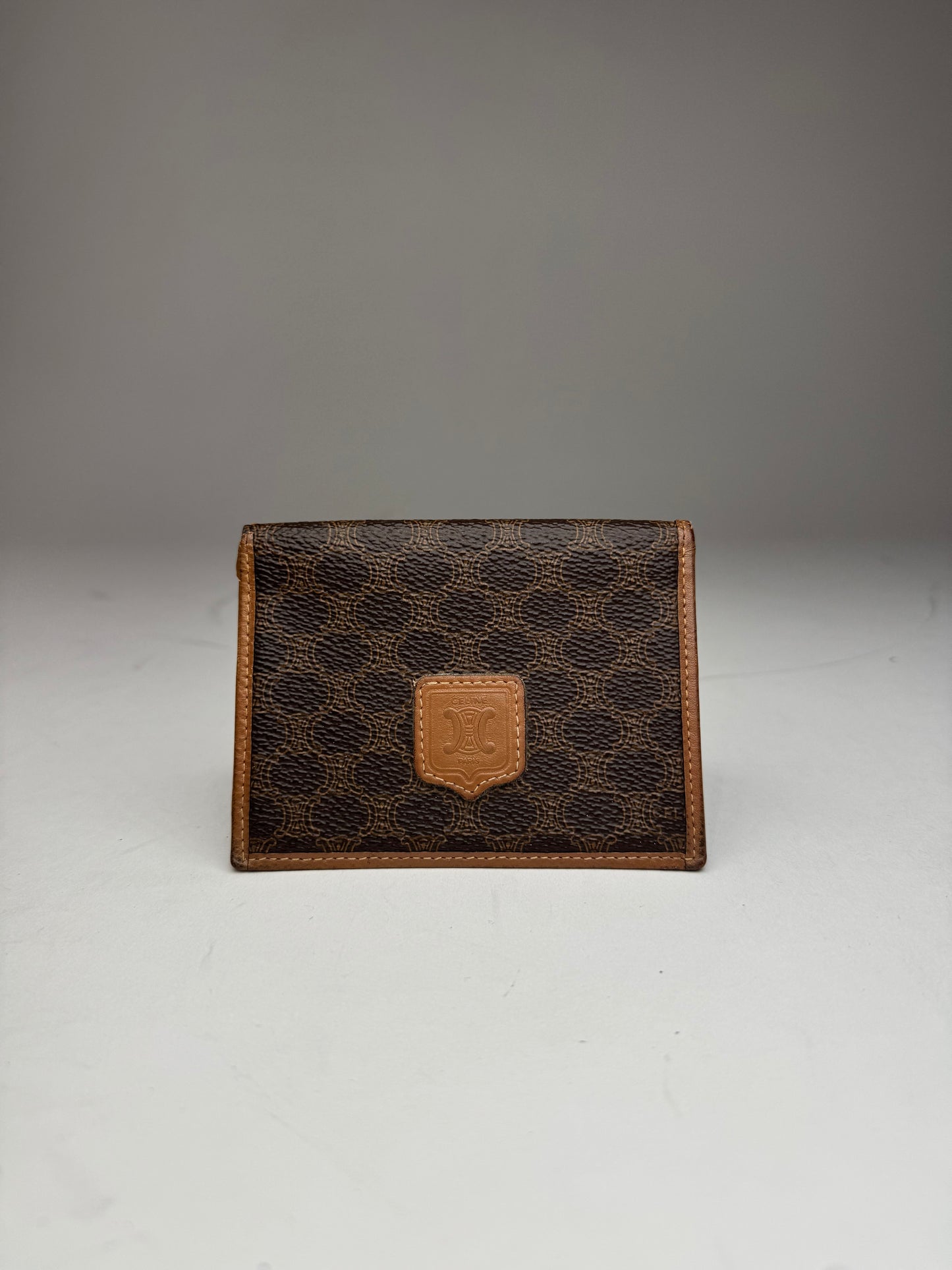 Vintage Celine Leather Monogram Card Holder Brown