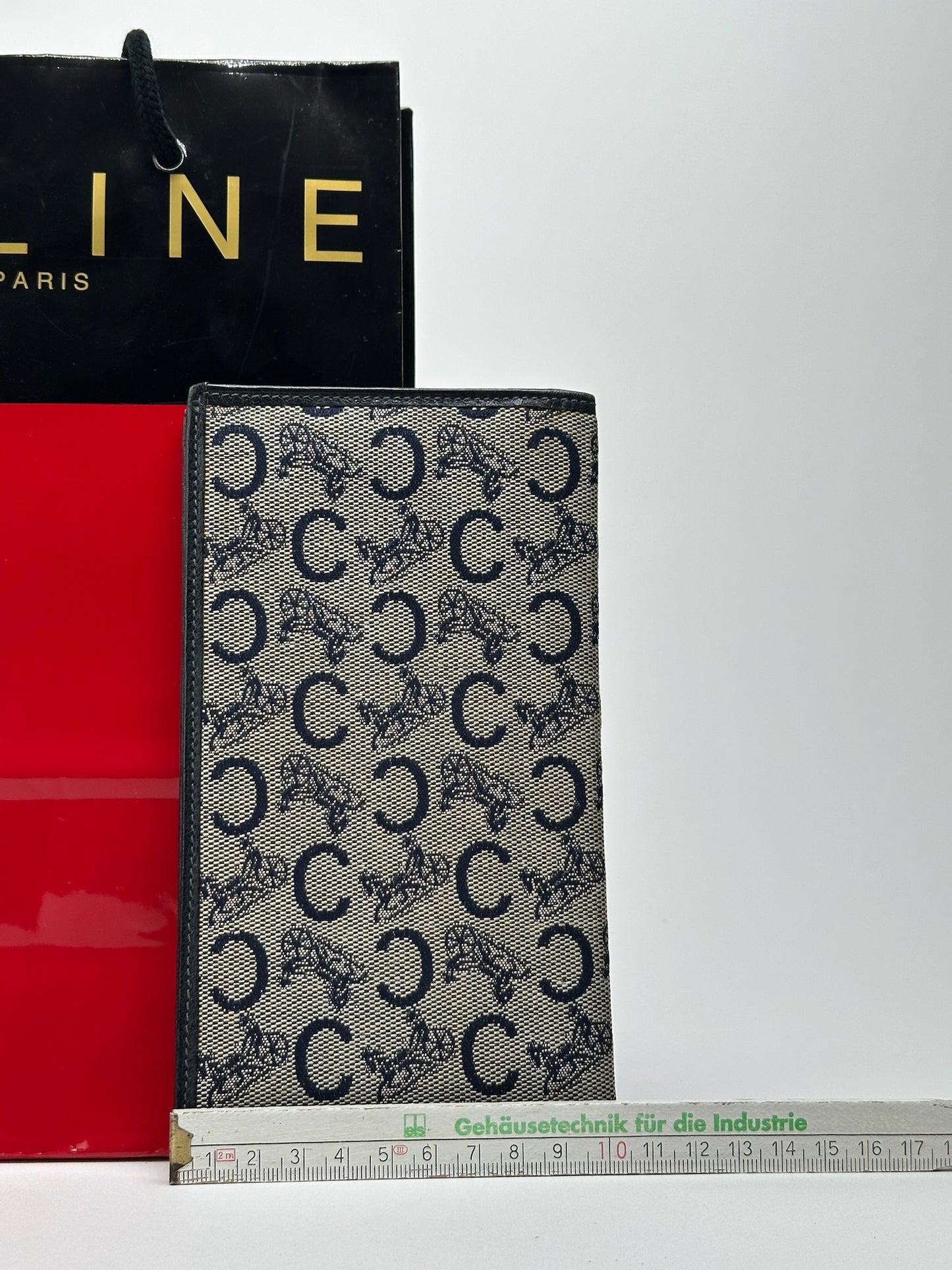 Vintage Celine Macadam Monogram ID holder black white