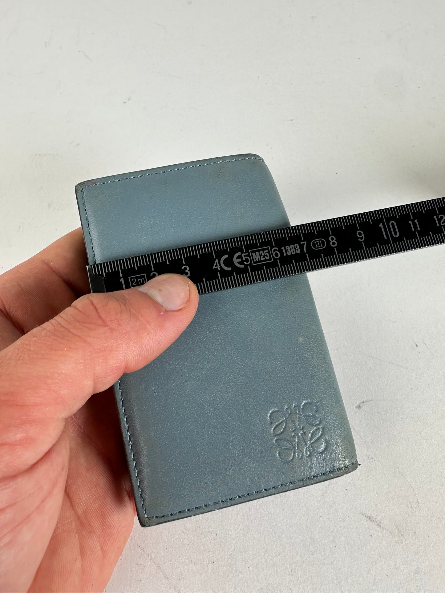 Vintage Loewe Anagram Bifold Card Holder Pale Blue Leather