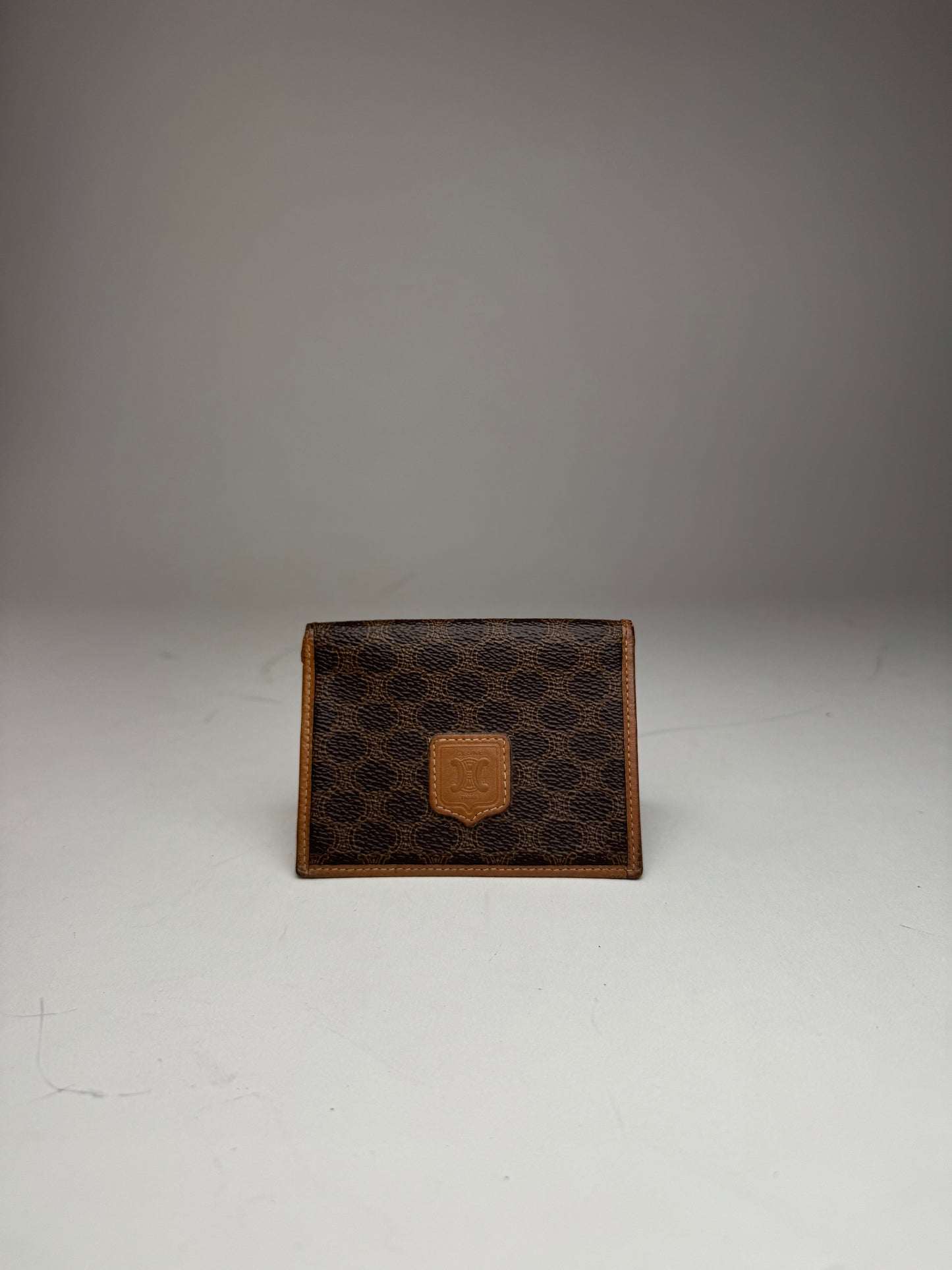 Vintage Celine Leather Monogram Card Holder Brown