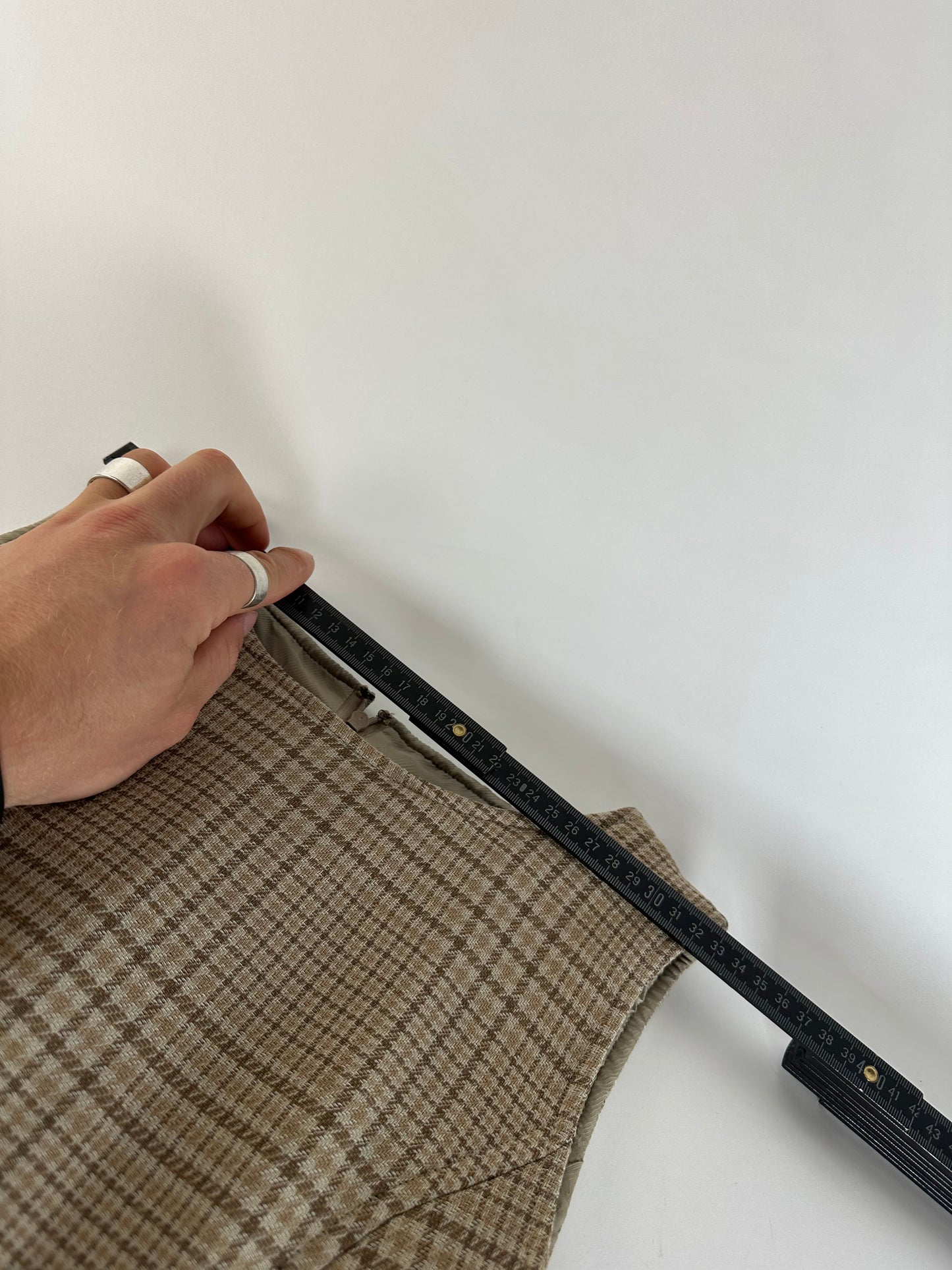 Vintage Dior Wool Checked Dress M Beige Brown