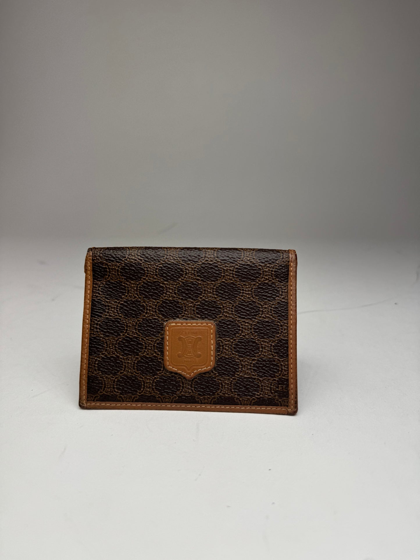 Vintage Celine Leather Monogram Card Holder Brown