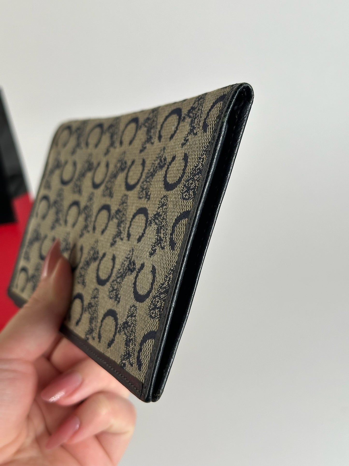 Vintage Celine Macadam Monogram ID holder black white