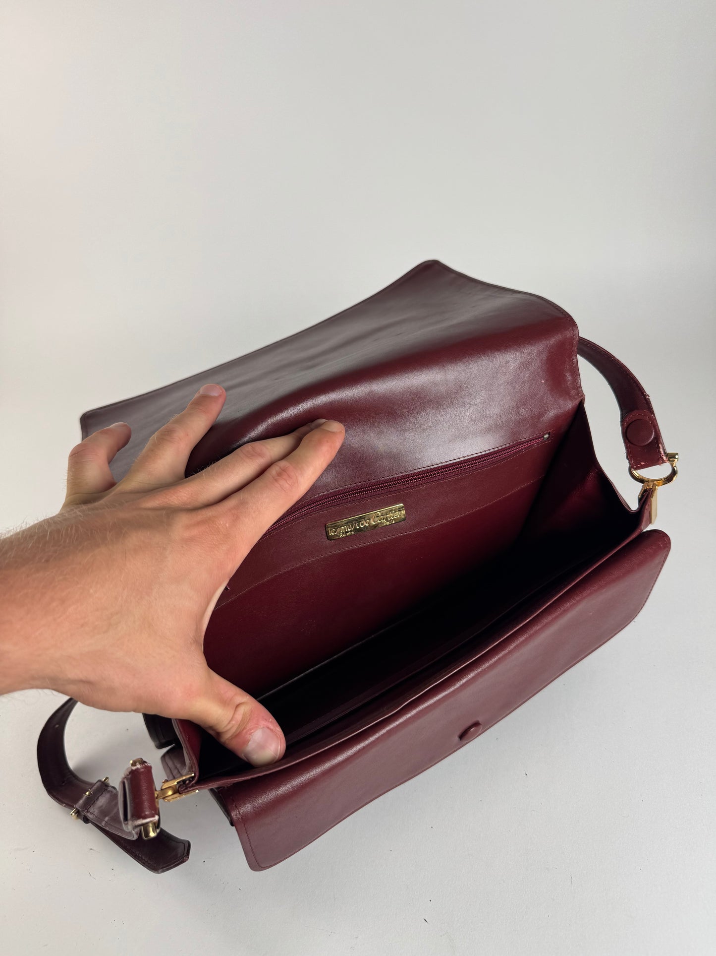 Vintage Cartier Leather Bag Burgundy