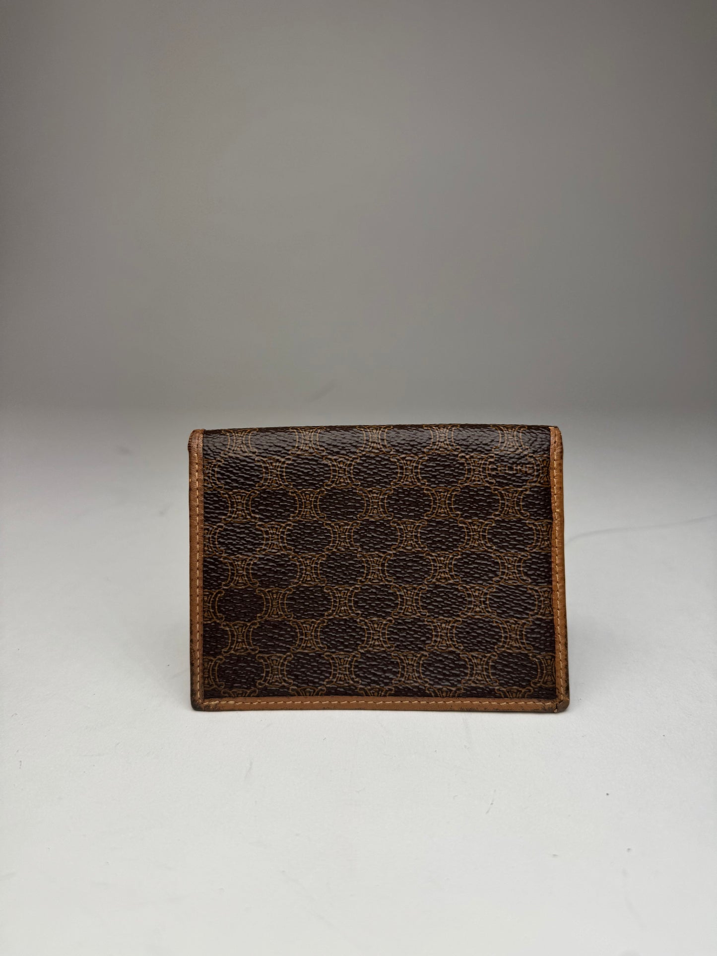 Vintage Celine Leather Monogram Card Holder Brown