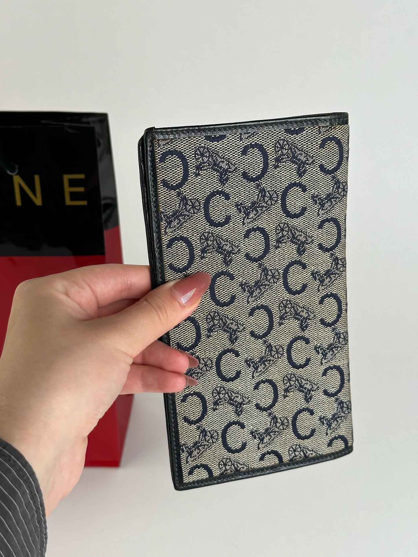 Vintage Celine Macadam Monogram ID holder black white