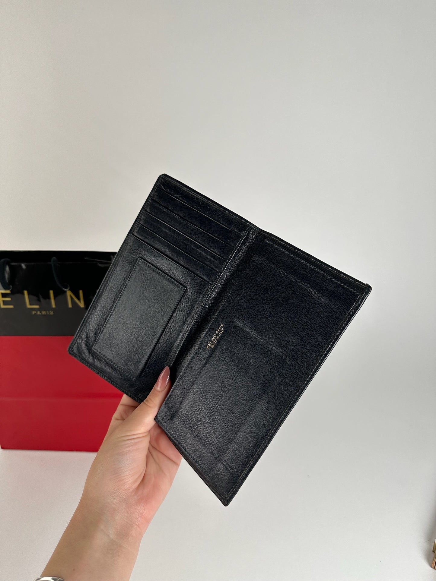 Vintage Celine Macadam Monogram ID holder black white