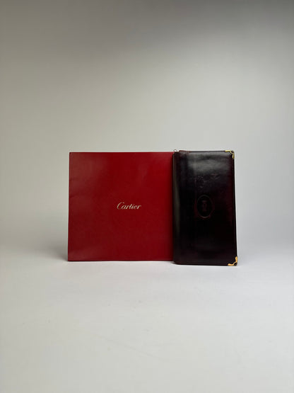 Vintage Cartier Must de Cartier Bifold Wallet Late 1980s Burgundy