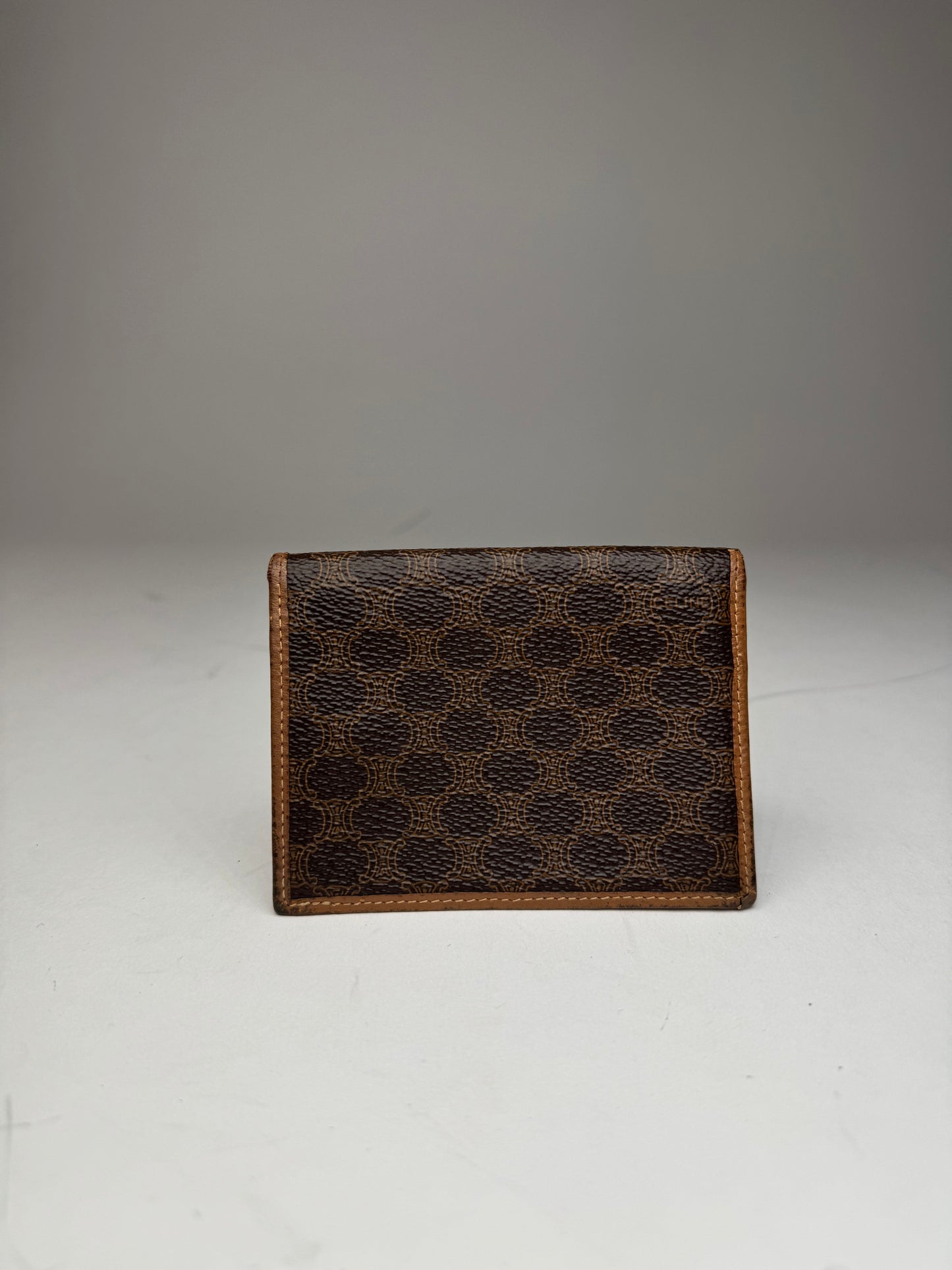 Vintage Celine Leather Monogram Card Holder Brown