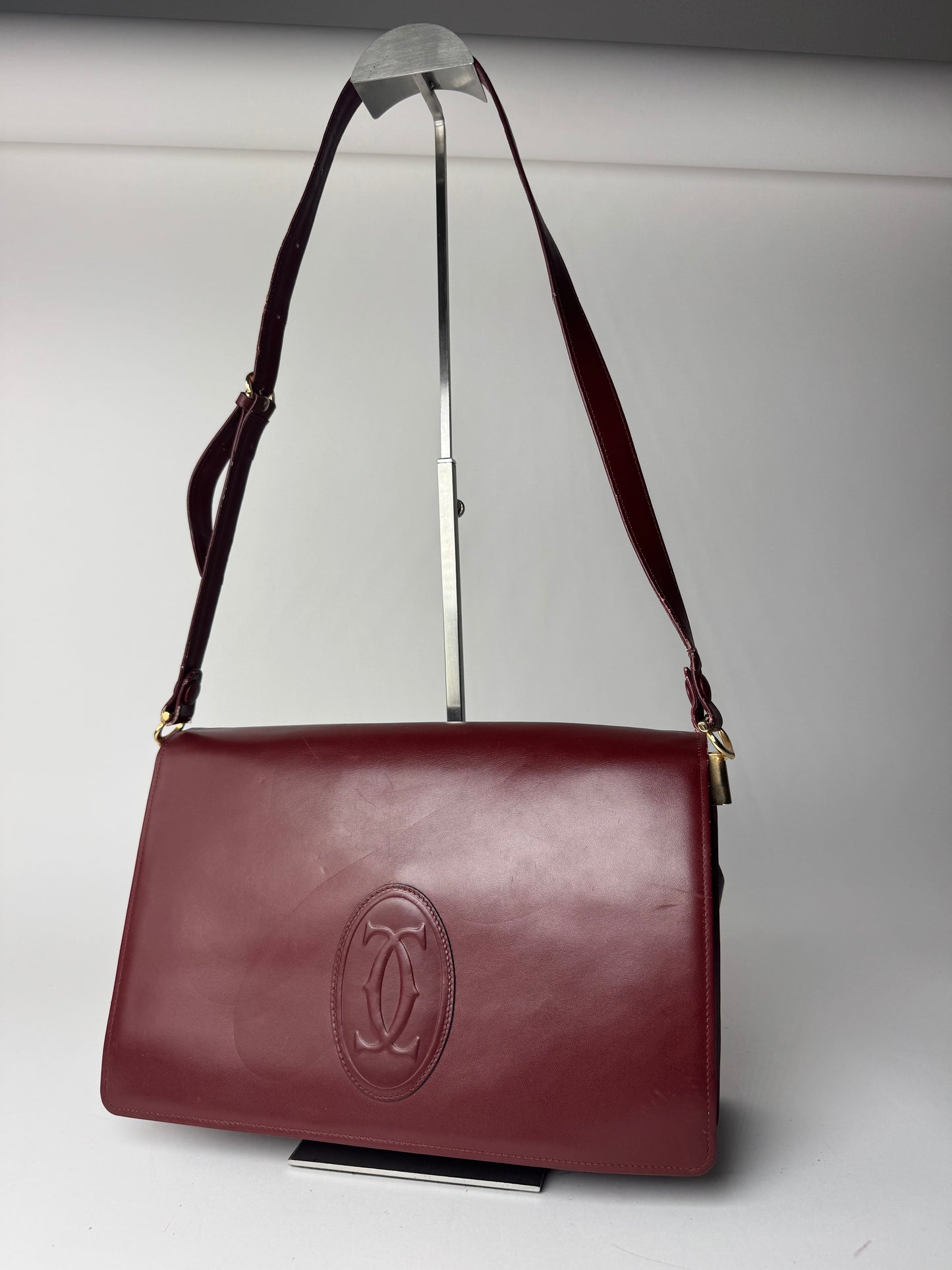 Vintage Cartier Leather Bag Burgundy