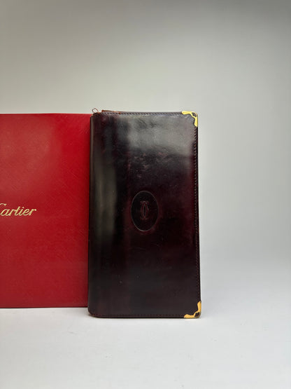 Vintage Cartier Must de Cartier Bifold Wallet Late 1980s Burgundy