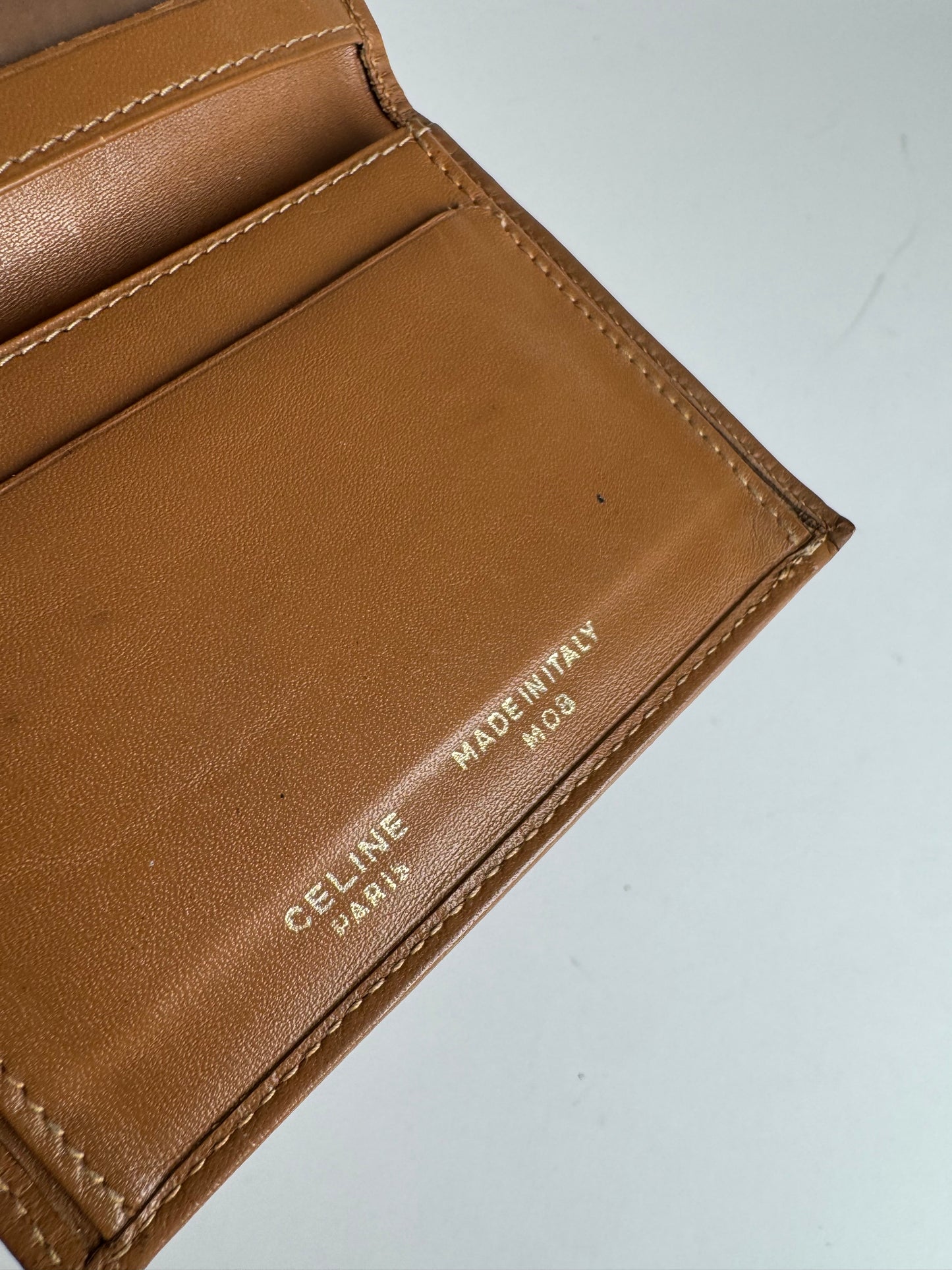 Vintage Celine Leather Monogram Card Holder Brown