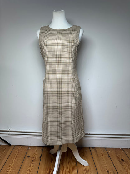 Vintage Dior Wool Checked Dress M Beige Brown