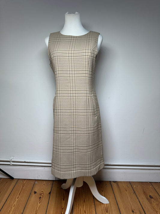 Vintage Dior Wool Checked Dress M Beige Brown
