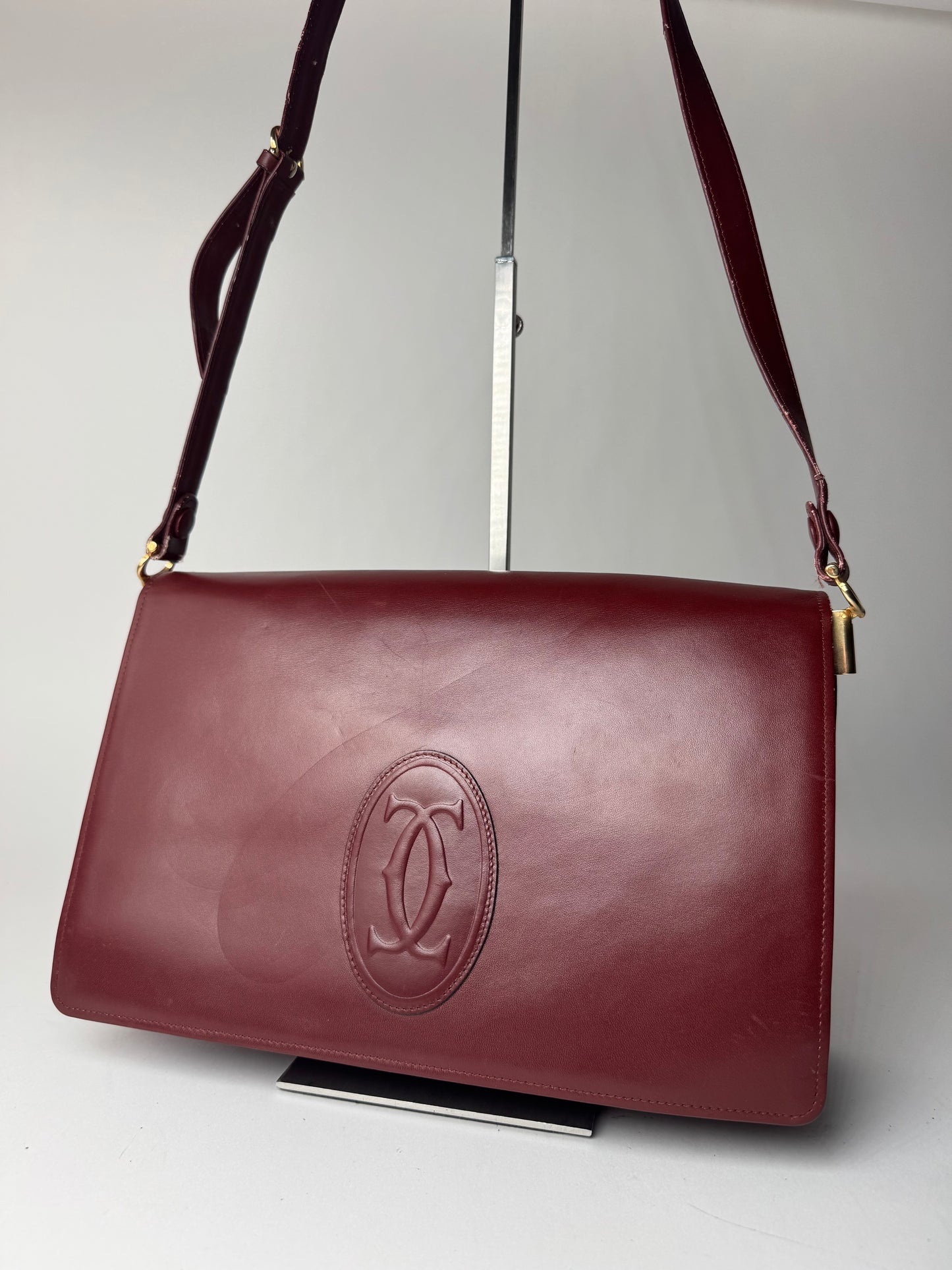 Vintage Cartier Leather Bag Burgundy