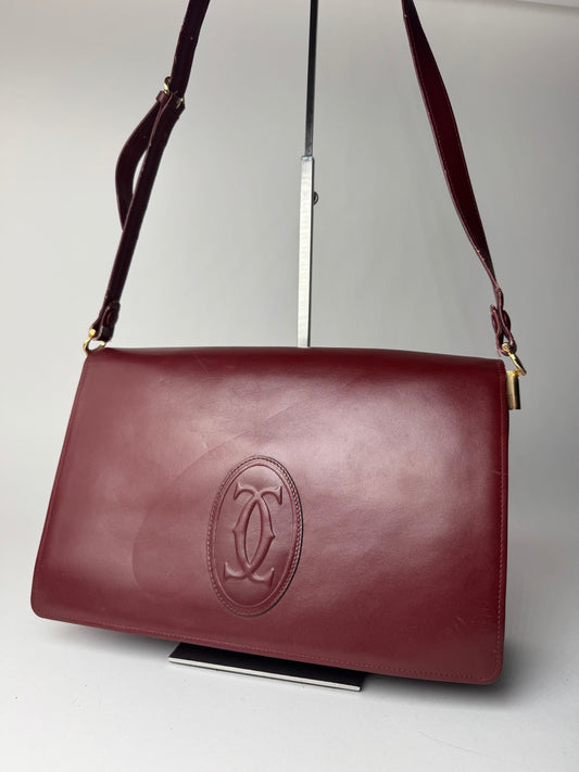 Vintage Cartier Leather Bag Burgundy