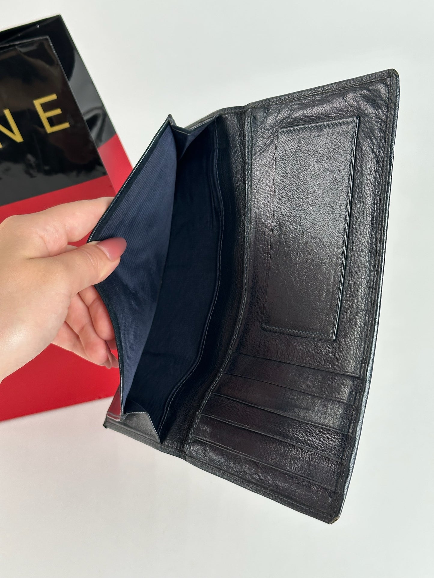 Vintage Celine Macadam Monogram ID holder black white