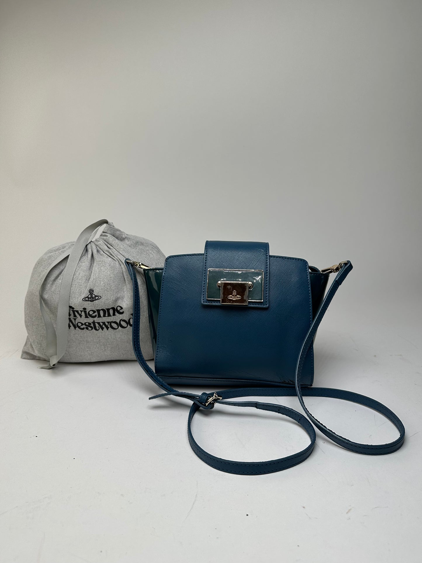 Vivienne Westwood Opio Saffiano Crossbody Bag Teal Blue