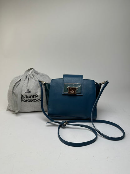 Vivienne Westwood Opio Saffiano Crossbody Bag Teal Blue