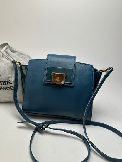 Vivienne Westwood Opio Saffiano Crossbody Bag Teal Blue