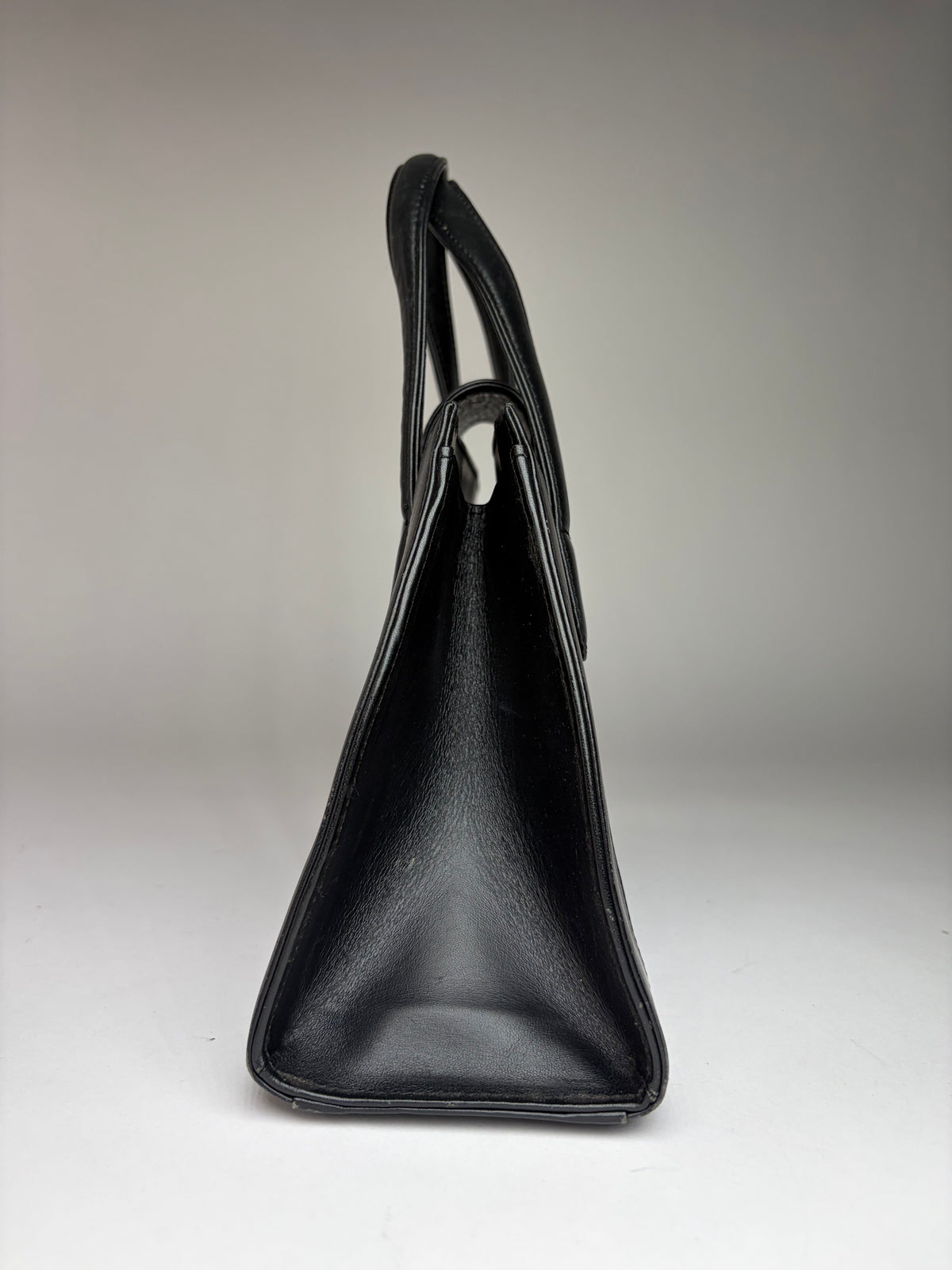 Vintage Givenchy Structured Leather Top-Handle Bag Late 1980s Black