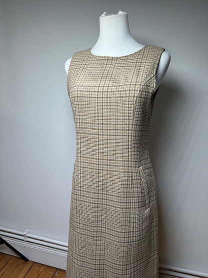 Vintage Dior Wool Checked Dress M Beige Brown