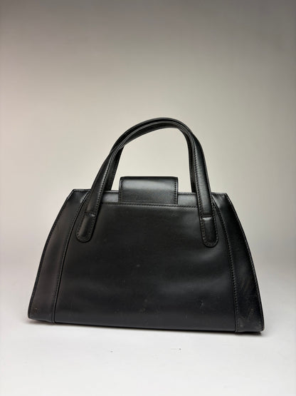 Vintage Givenchy Structured Leather Top-Handle Bag Late 1980s Black