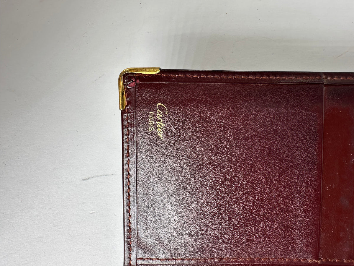 Vintage Cartier Must de Cartier Bifold Wallet Late 1980s Burgundy