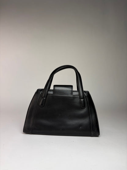 Vintage Givenchy Structured Leather Top-Handle Bag Late 1980s Black
