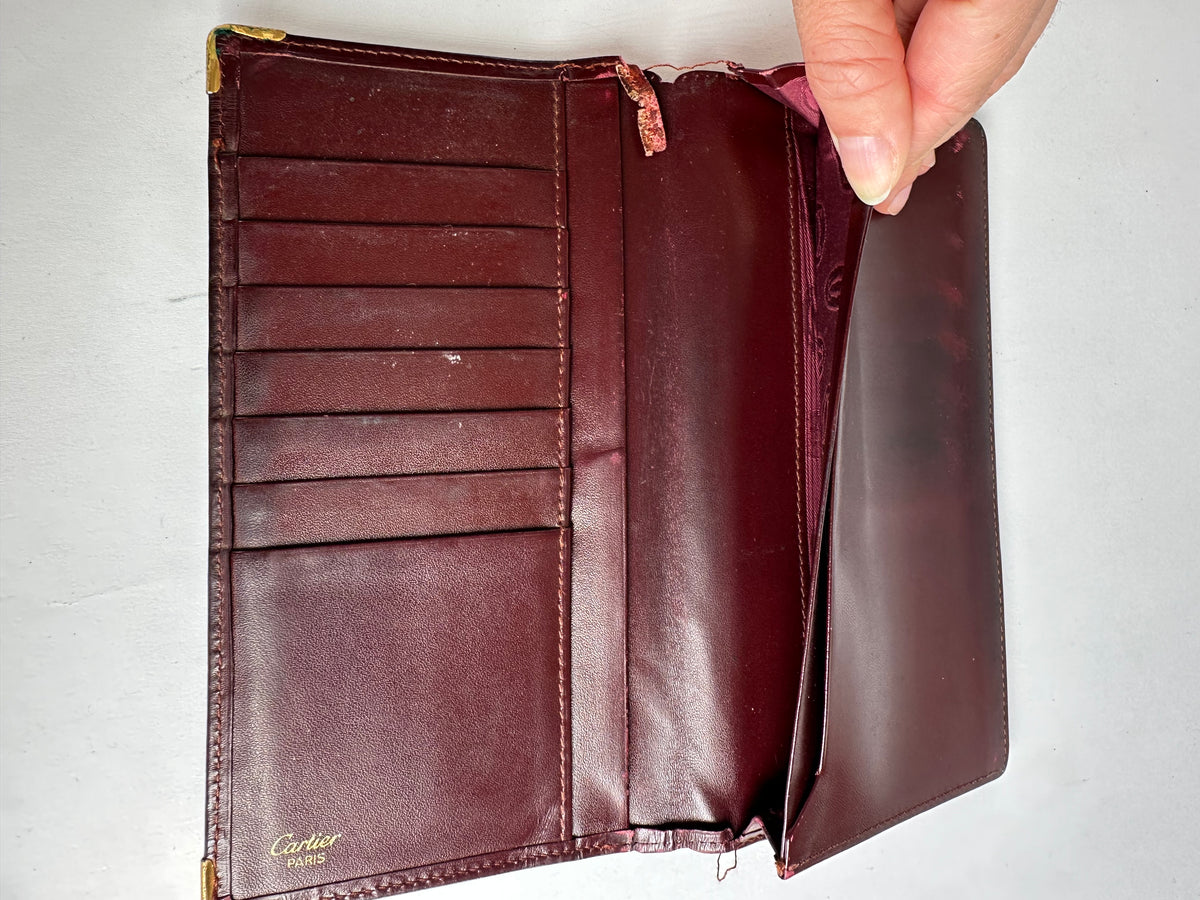 Vintage Cartier Must de Cartier Bifold Wallet Late 1980s Burgundy