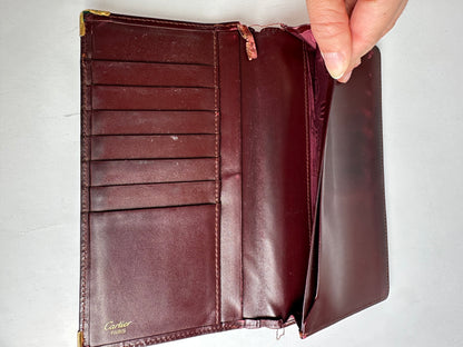 Vintage Cartier Must de Cartier Bifold Wallet Late 1980s Burgundy