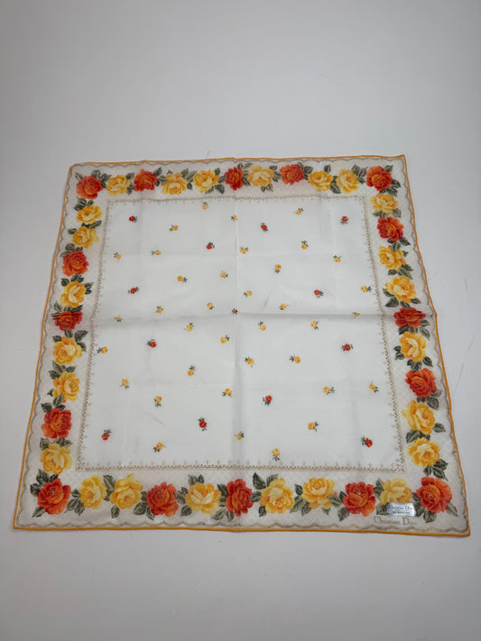 Vintage Dior Scarf White Multicolor Floral