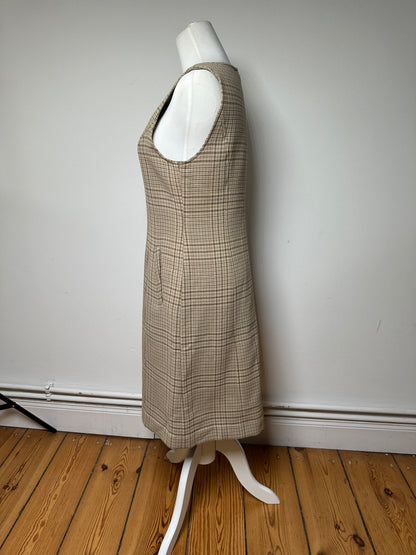 Vintage Dior Wool Checked Dress M Beige Brown