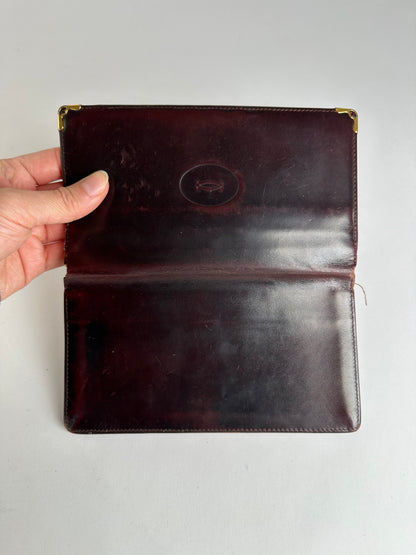 Vintage Cartier Must de Cartier Bifold Wallet Late 1980s Burgundy