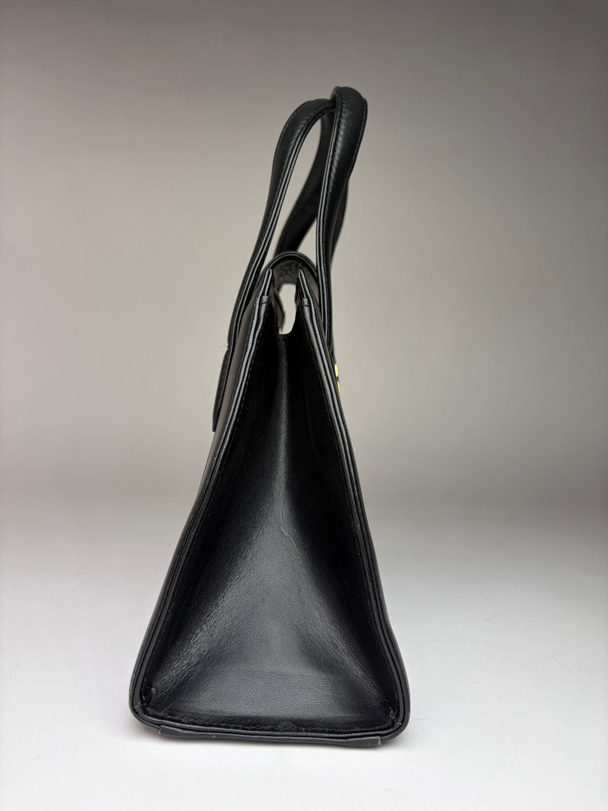 Vintage Givenchy Structured Leather Top-Handle Bag Late 1980s Black