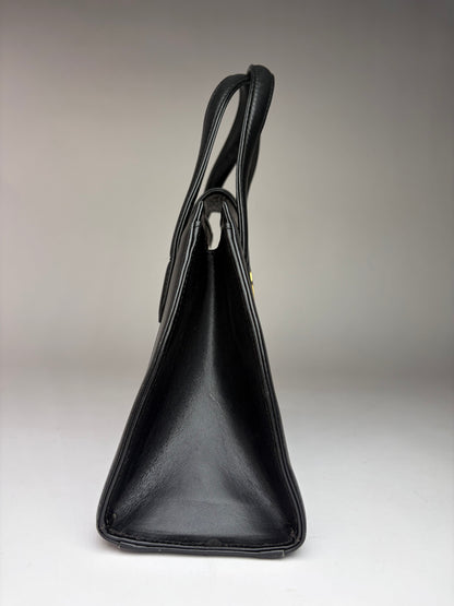 Vintage Givenchy Structured Leather Top-Handle Bag Late 1980s Black