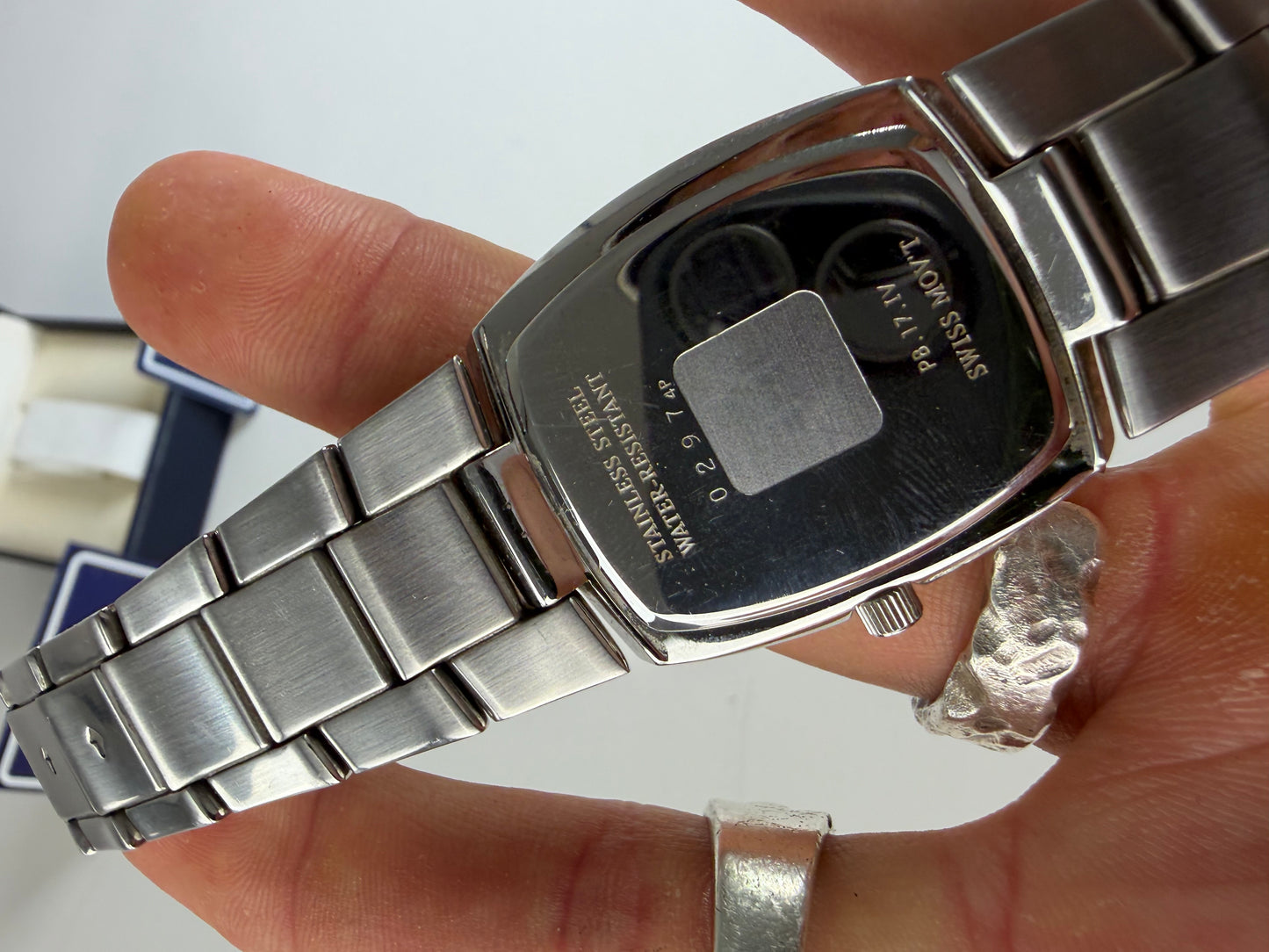 Vintage Givenchy Stainless Steel Bracelet Watch Silver White