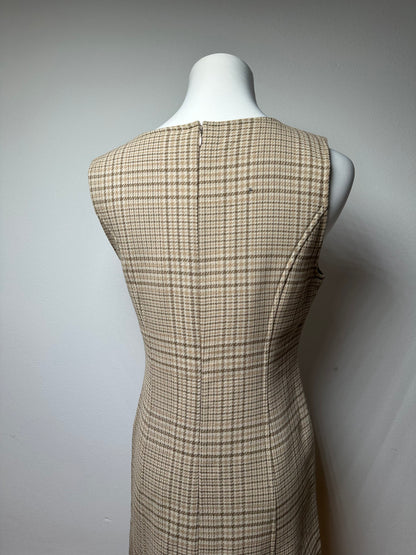 Vintage Dior Wool Checked Dress M Beige Brown
