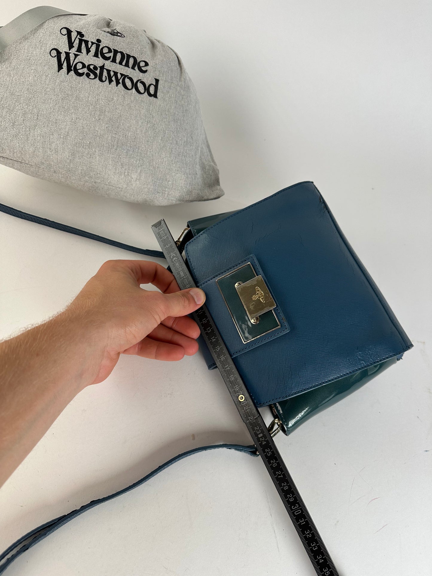 Vivienne Westwood Opio Saffiano Crossbody Bag Teal Blue
