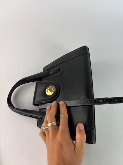 Vintage Givenchy Structured Leather Top-Handle Bag Late 1980s Black