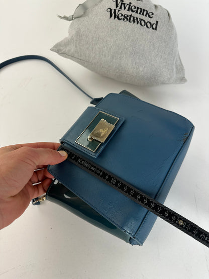 Vivienne Westwood Opio Saffiano Crossbody Bag Teal Blue