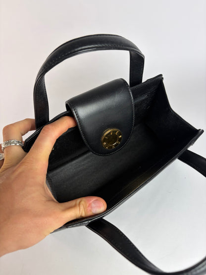 Vintage Givenchy Structured Leather Top-Handle Bag Late 1980s Black