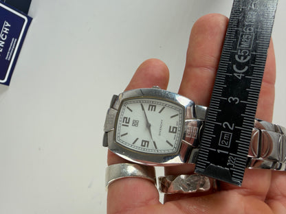 Vintage Givenchy Stainless Steel Bracelet Watch Silver White