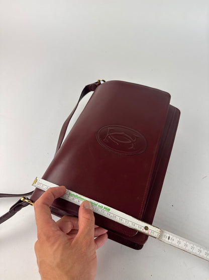Vintage Cartier Leather Bag Burgundy