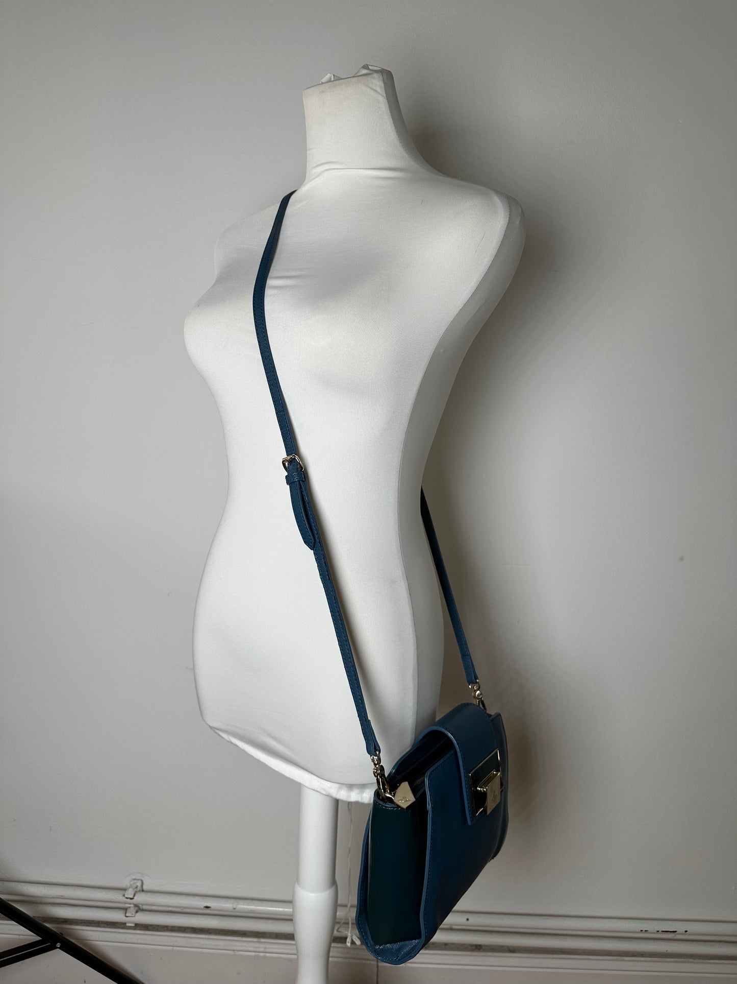 Vivienne Westwood Opio Saffiano Crossbody Bag Teal Blue