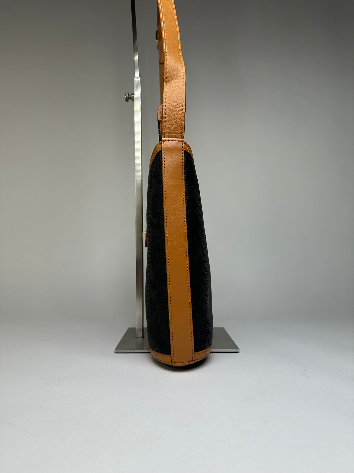 Vintage Yves Saint Laurent Woven Flap Crossbody Bag Late 1990s Black Tan