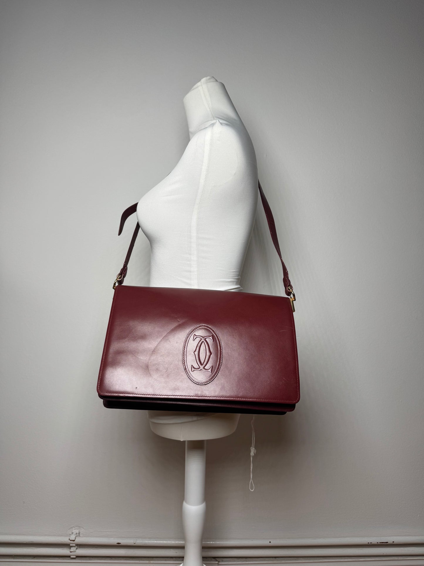 Vintage Cartier Leather Bag Burgundy